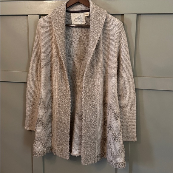 Anthropologie Angel of the North Equinox Cardigan Sweater Beige Tan Wool Blend M - Picture 6 of 12